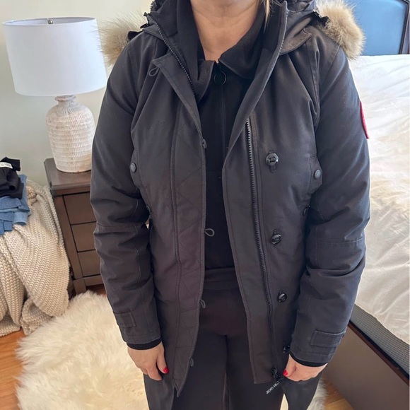 Women's Canada Goose Black Parka with Fur Trim - Picture 4 of 11